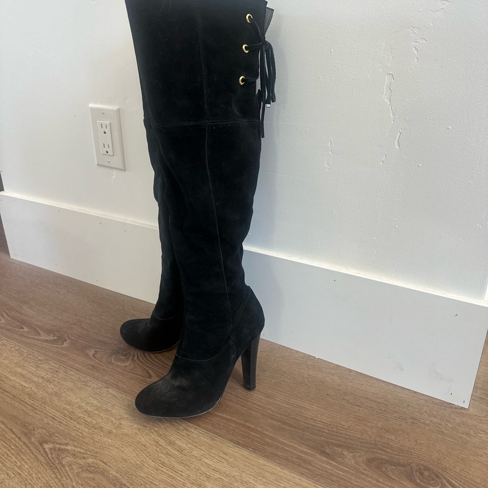 mark. Black Heeled Over-the-Knee Boots
